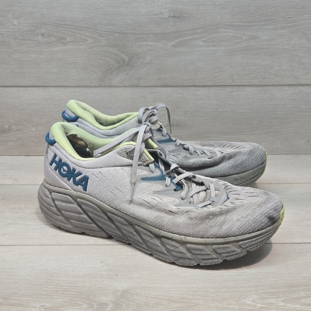 HOKA One One Mens Gaviota 4 Gray Athlrtic Platform Running Shoes Sneakers 14D